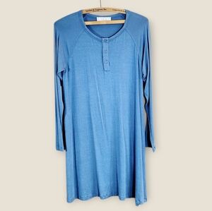 LAKE Modal Sleep Shirt Nightgown PJs Pajamas In Blue Oversized XS